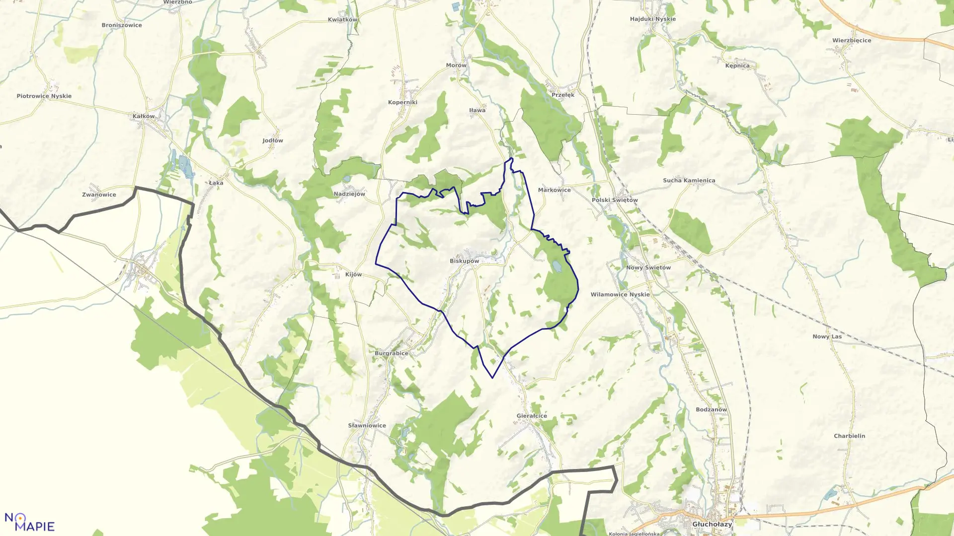 Mapa obrębu BISKUPÓW w gminie Głuchołazy