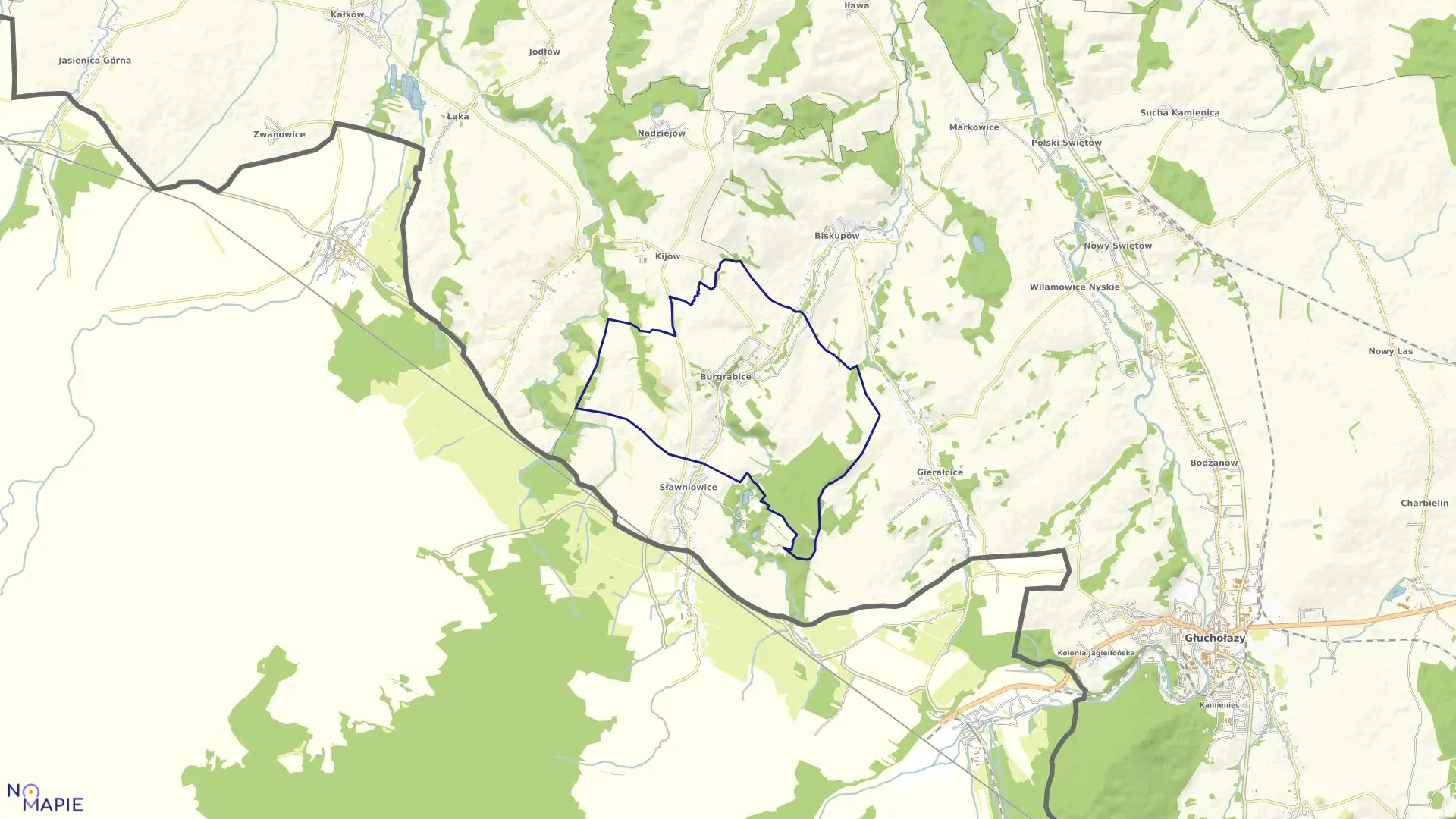 Mapa obrębu BURGRABICE w gminie Głuchołazy