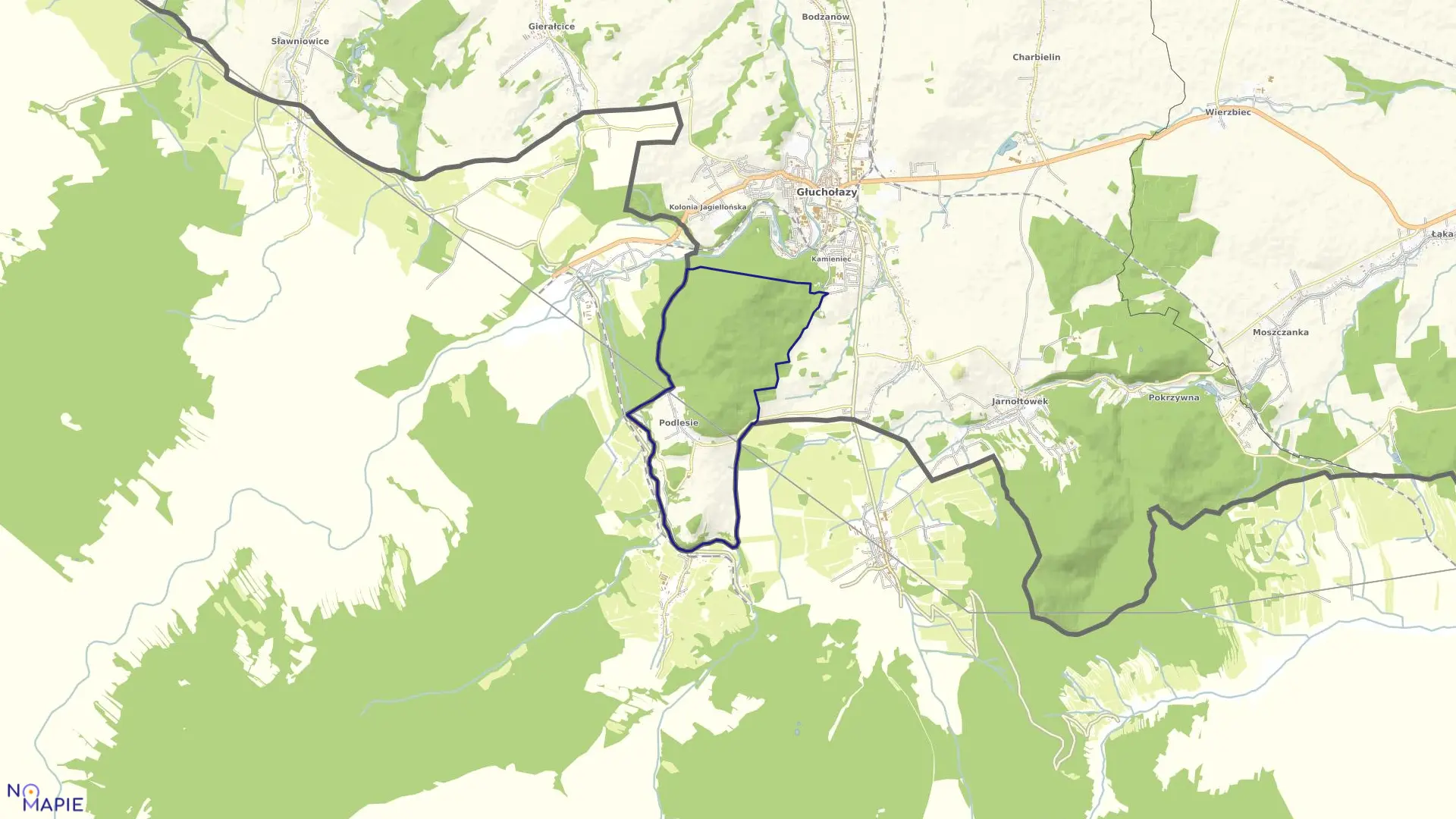 Mapa obrębu PODLESIE w gminie Głuchołazy